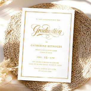 Invitation Élégante Gold College Graduation Party