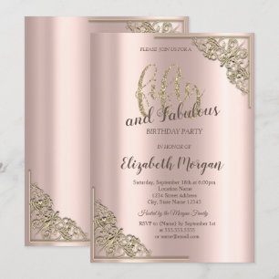Invitation Elégante Gold Frame Rose Gold Gold 50e fête d'anni