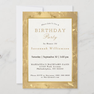 Invitation Elégante Gold Hummingbirds Glam fête d'anniversair