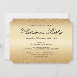 Invitation Élégante Gold Snowflakes Noël Fête de Noël