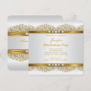 Invitation Elégante Gold White Silver Diamond Anniversaire Pa