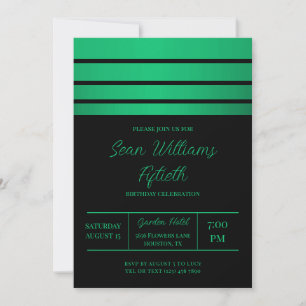 Invitation Elégante Grandes Vertes Masculine Anniversaire