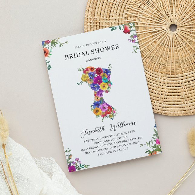 Invitation Élégante Gras Floral Femme Silhoutte Fête des mari (Créateur téléchargé)