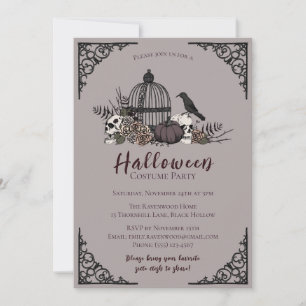 Invitation Élégante Halloween foncé Adulte Costume Party