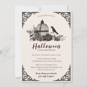Invitation Élégante Halloween foncé Adulte Costume Party
