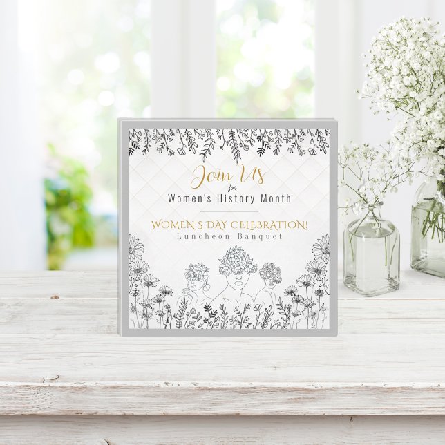 Invitation Élégante Histoire de la Journée des Femmes Blanc C (Créateur téléchargé)