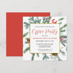 Invitation Elégante hiver verdure Noël Bureau fête