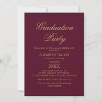 Élégante huile d'or | Burgundy Graduation Party