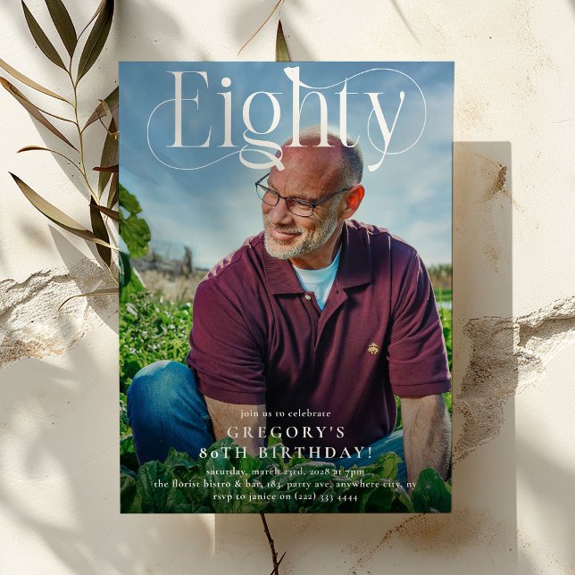 Invitation Elégante HUITIÈME Photo 30e fête d'anniversaire (Créateur téléchargé)