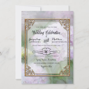 Invitation Élégante Hydrangea Fleurs Lavande Or violet