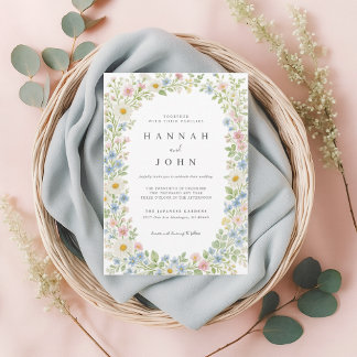 Invitation Elegante invitación a la boda de flores silvestres