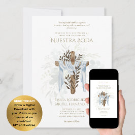 Invitation Elegante Invitación De Boda Católica Bilingüe