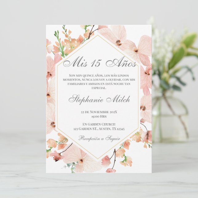 Invitation Elegante Invitación de Quinceañera (Debout devant)