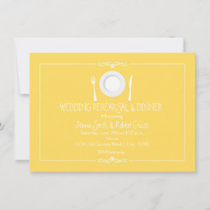 Invitation élégante jaune pour dîner de répétition