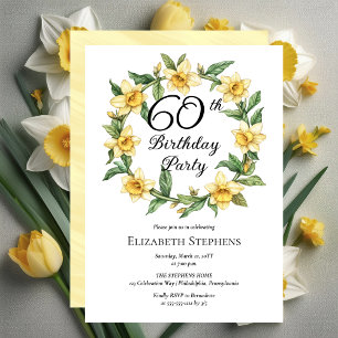 Invitation Élégante jonquille jaune Floral 60e anniversaire