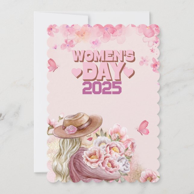Invitation Elégante Journée des Femmes 2025 avec design flora (Devant)