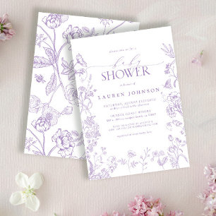 Invitation Élégante Lavande Baby shower Floral Victorien