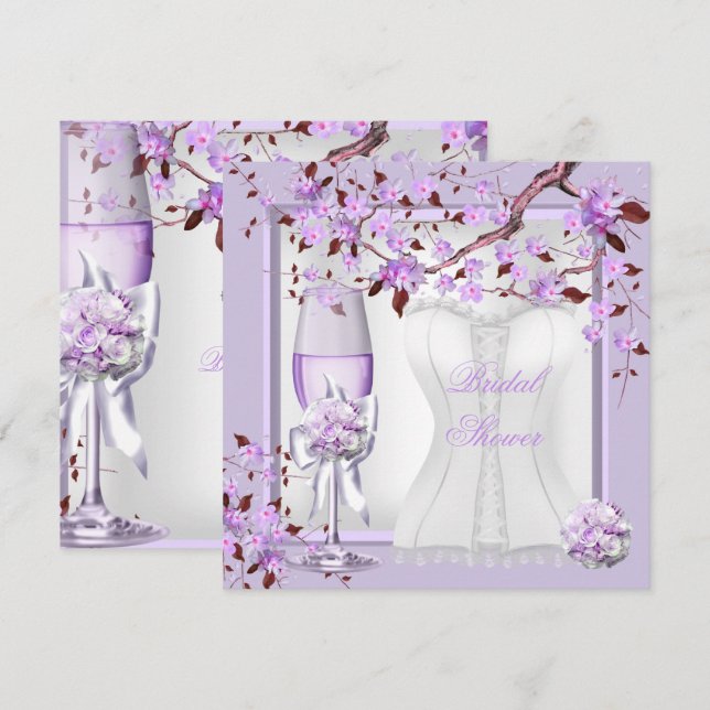 Invitation Élégante Lavande de Fête des mariées violet Lilac  (Devant / Derrière)