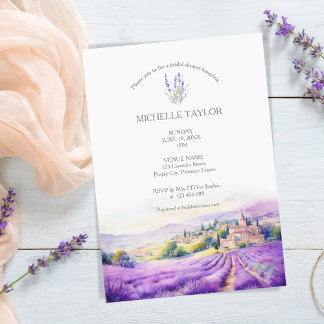 Invitation Élégante Lavande Fleur sauvage violet violet Flora