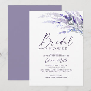Invitation Élégante Lavande Mauve Dusty Fête des mariées viol