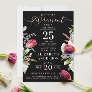 Invitation Élégante Lavande Noire Chic Lavande Fleur Sauvage 
