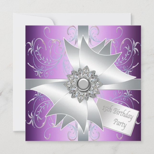 Invitation Élégante Lavande Purple 15e fête d'anniversaire (Devant)