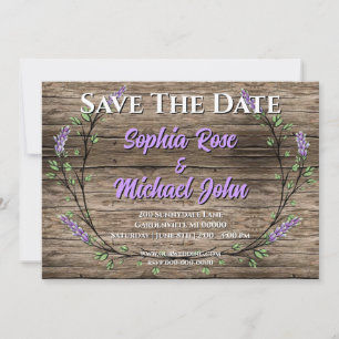 Invitation Elégante lavande rustique Mariage enregistrer la d