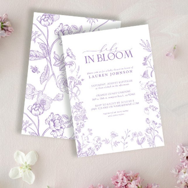 Invitation Élégante Lavande Victorienne Floral Baby En Fleur (Créateur téléchargé)