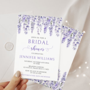 Invitation Elégante lavande violette fleurie douche nuptiale