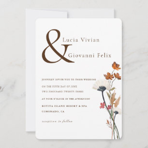 Invitation Élégante lettre Fleur sauvage du printemps Mariage