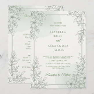 Invitation Élégante ligne artistique moderne fleurs sauvages 