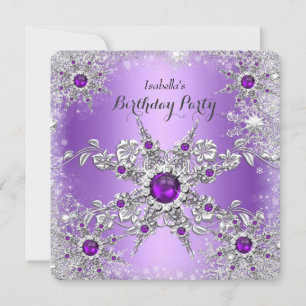 Invitation Élégante Lilac Fléau de neige violet fête d'annive