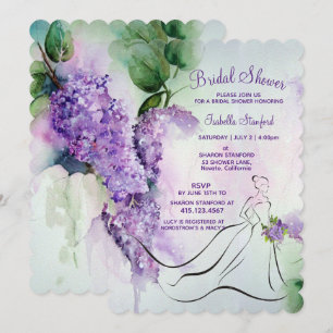 Invitation Elégante Lilac Fleurs de nuptiale Douche Invitatio