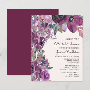 Invitation Élégante Lilac Plum Purple Fête des mariées Floral