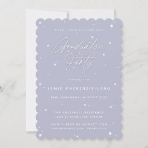 Invitation Élégante Lilac Script et Stars Graduation Party