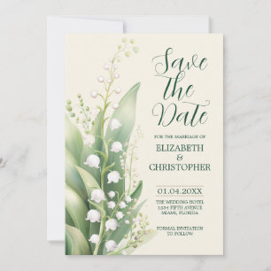 Invitation Élégante Lily de la vallée Mariage Sauver la date
