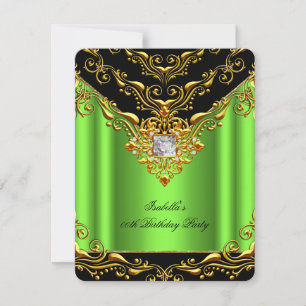 Invitation Elégante Lime Green Black sur Gold Anniversaire