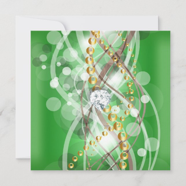 Invitation Elégante Lime Green Gold Diamond Anniversaire (Devant)