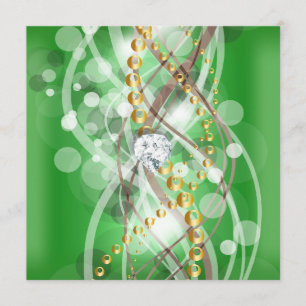 Invitation Elégante Lime Green Gold Diamond Anniversaire