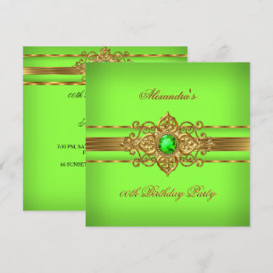 Invitation Elégante Lime Vert Bijou Or fête d'anniversaire