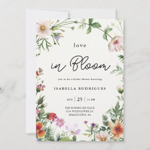 Invitation Élégante Love Wildflower en Fleur Fête de Mariage