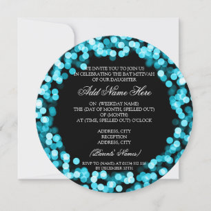 Invitation Élégante lumière turquoise Bat mitzvah