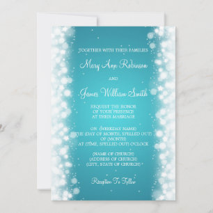 Invitation Élégante magie du mariage étincelante Turquoise