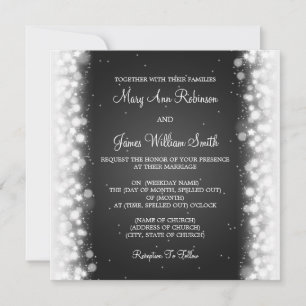 Invitation Élégante magie du mariage Noir étincelant