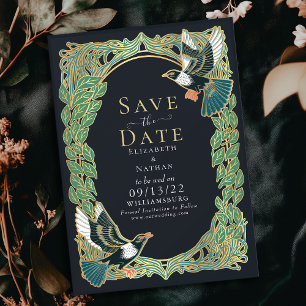 Invitation Élégante Magpie Art Nouveau Mariage Enregistrer la