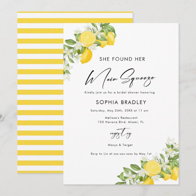 Invitation Élégante Main Squeeze Bridal Shower (Devant / Derrière)