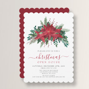 Invitation Elégante Maison ouverte de Noël Poinsettia