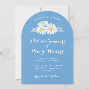 Invitation Elégante marguerite florale blanche sur Mariage bl