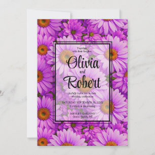 Invitation Élégante marguerite florale magenta rose foncé
