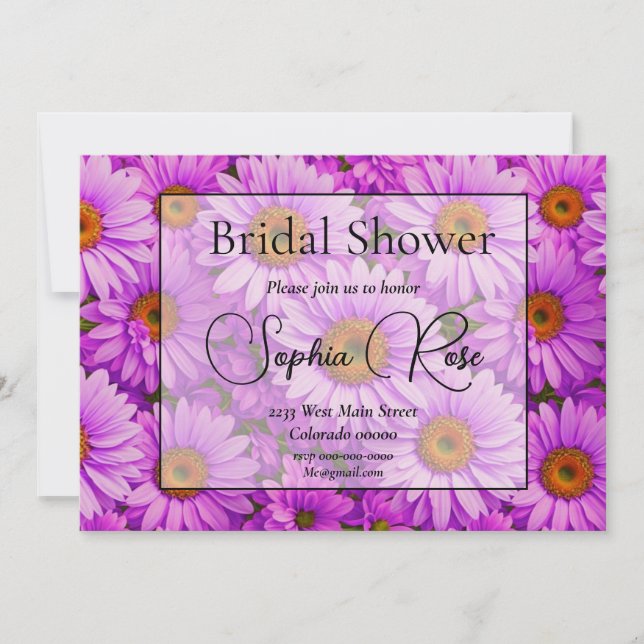 Invitation Élégante marguerite florale magenta rose foncé (Devant)